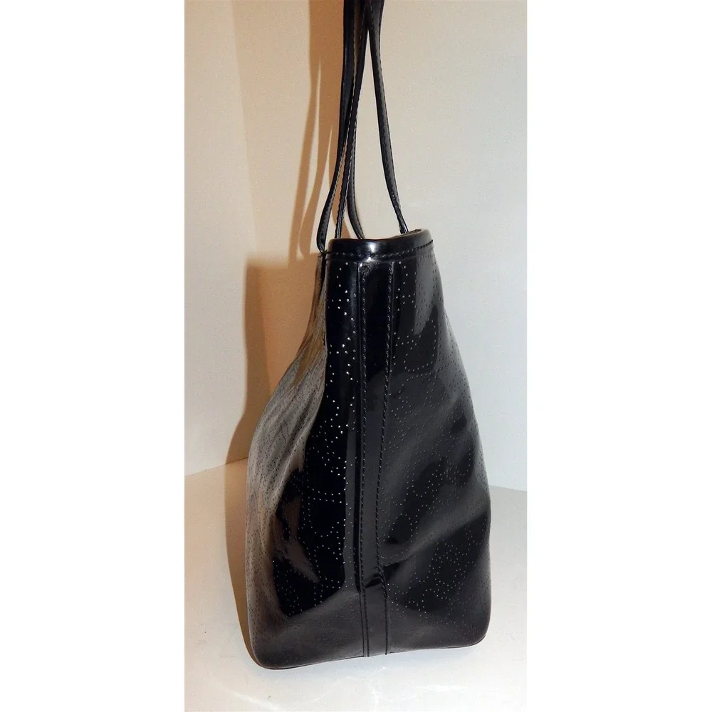 Kate Spade New York Black Patent‎ Perforated Logo Tote Bag